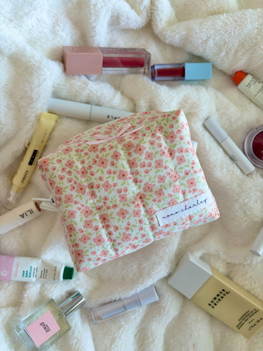 Poppy Picnic with Pink Bow Mini Makeup Bag *limited-edition*