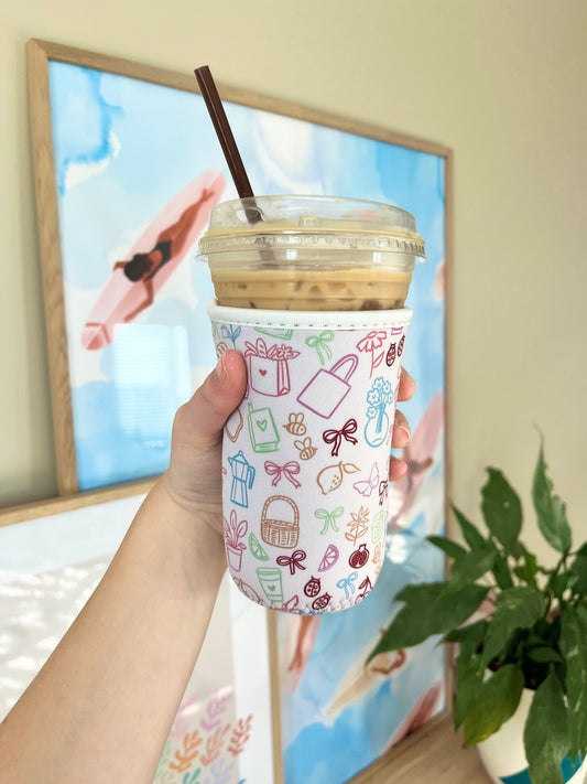 Medium Colorful Doodle Cup Coozie