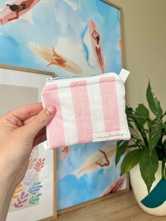 The Pink & White Stripe Keychain Wallet
