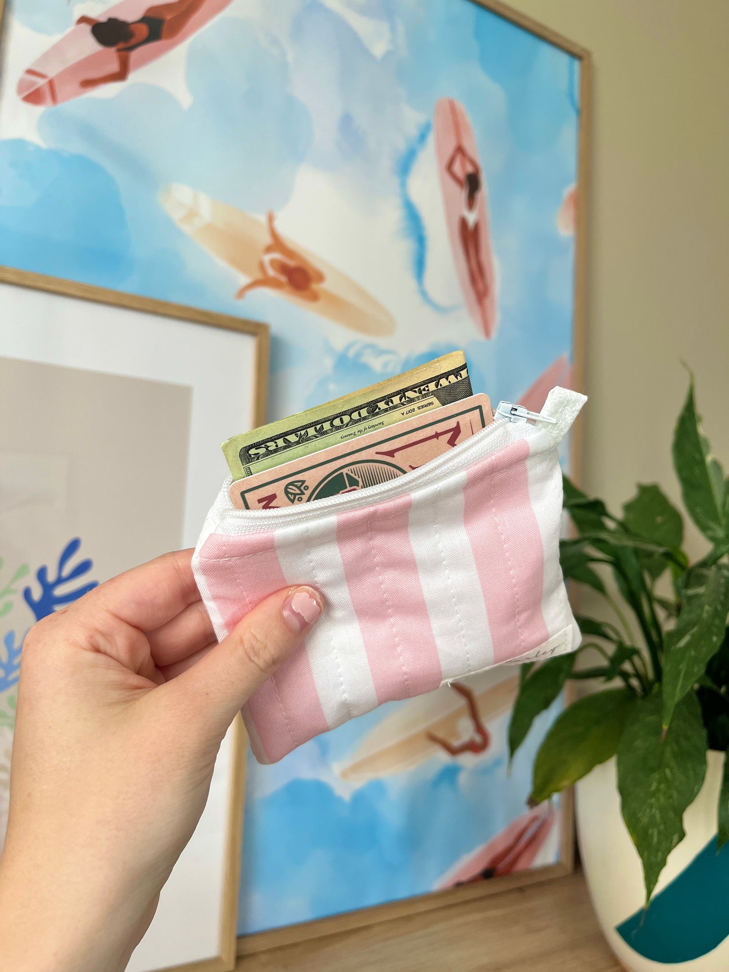The Pink & White Stripe Keychain Wallet