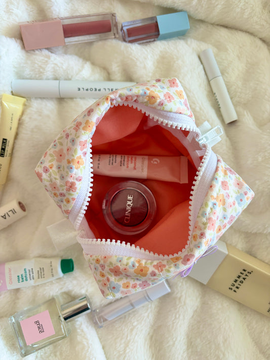 Wildflower Field with Purple Bow Mini Makeup Bag *limited-edition*