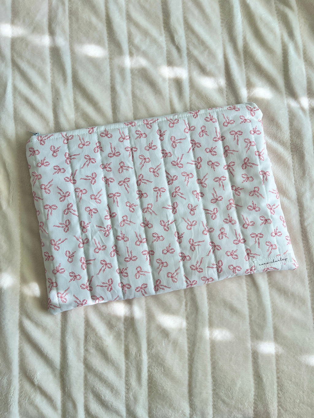Mini Pink Bows Laptop & Tablet Sleeve - Pink Gingham