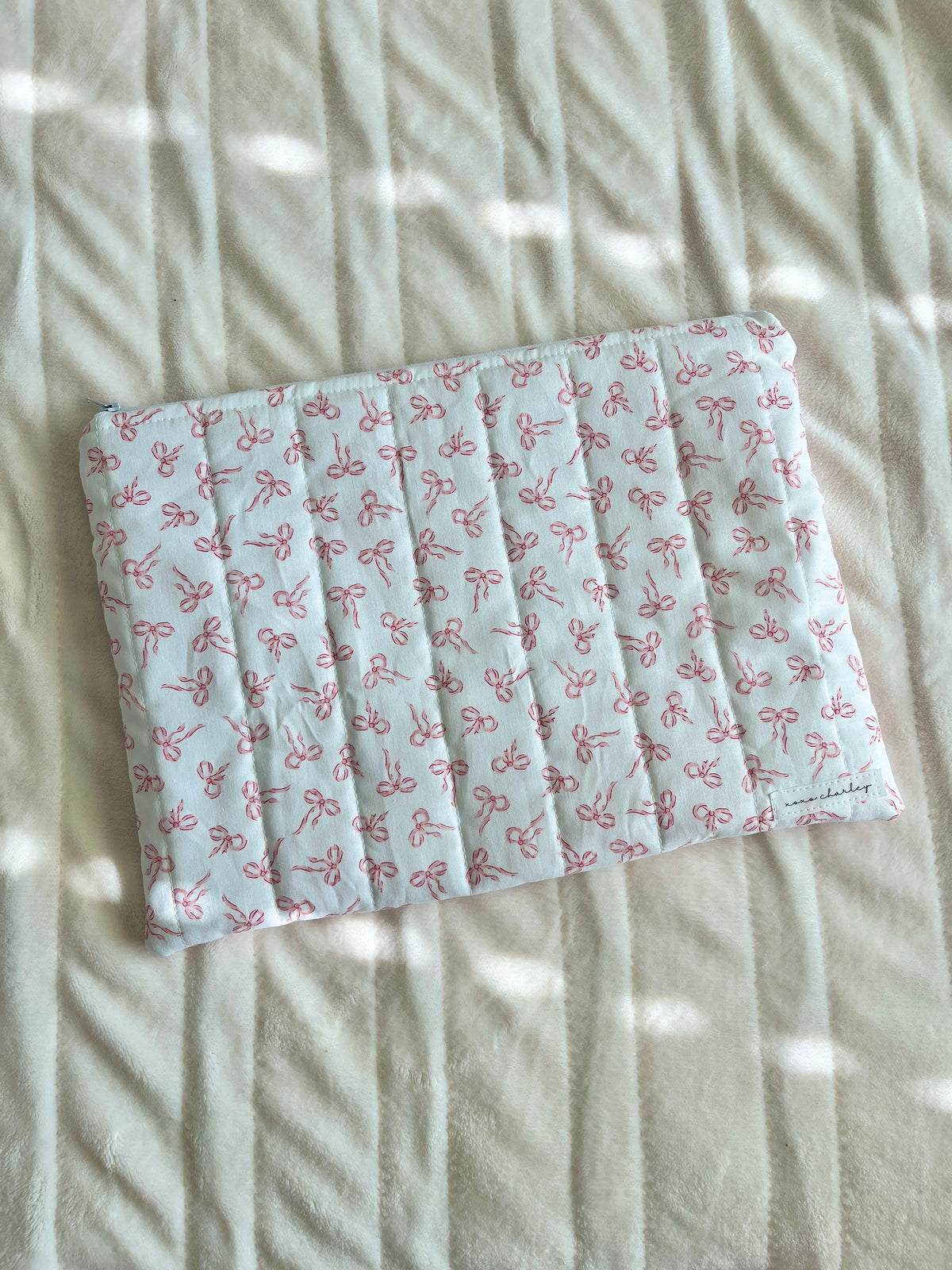 Mini Pink Bows Laptop & Tablet Sleeve - Pink Gingham