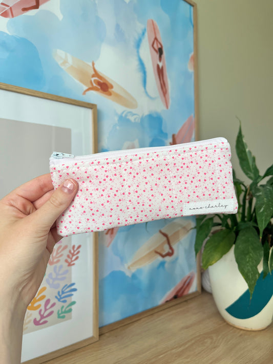 The Pink Heart Pencil & Glasses Case