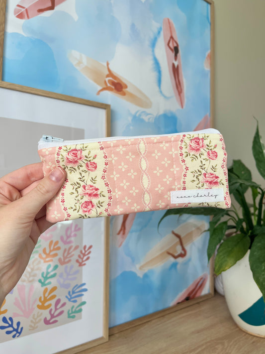 The Pink and Yellow Floral Pencil & Glasses Case