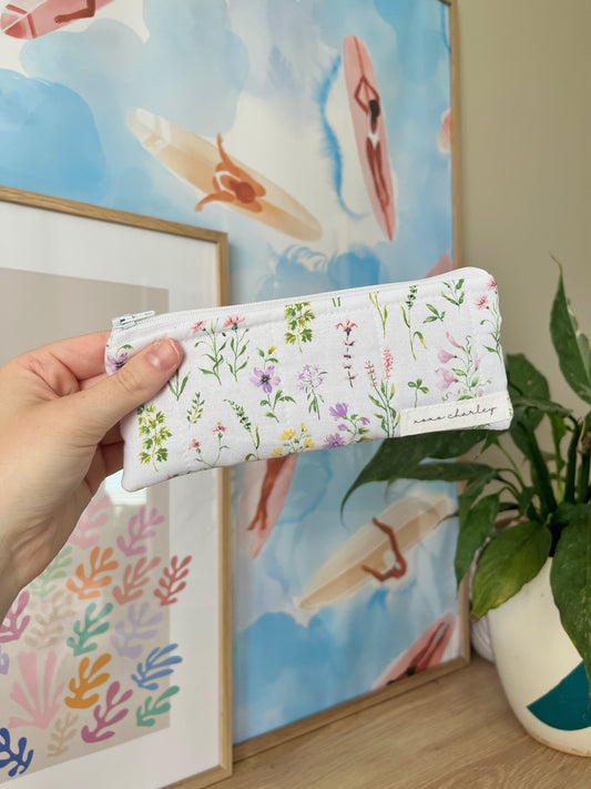 The Purple Wildflower Pencil & Glasses Case