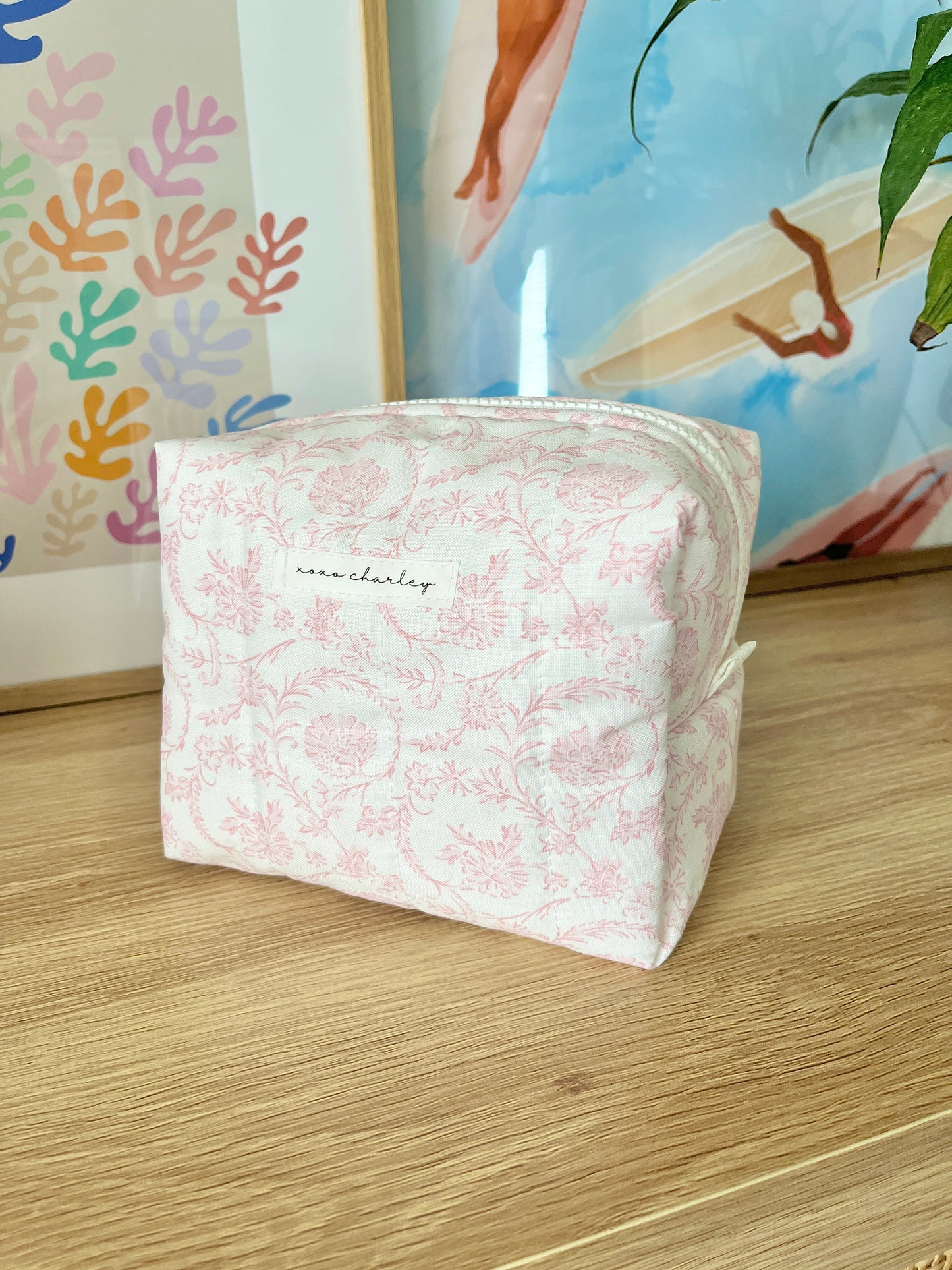 The Vintage Pink Quilted Makeup Bag
