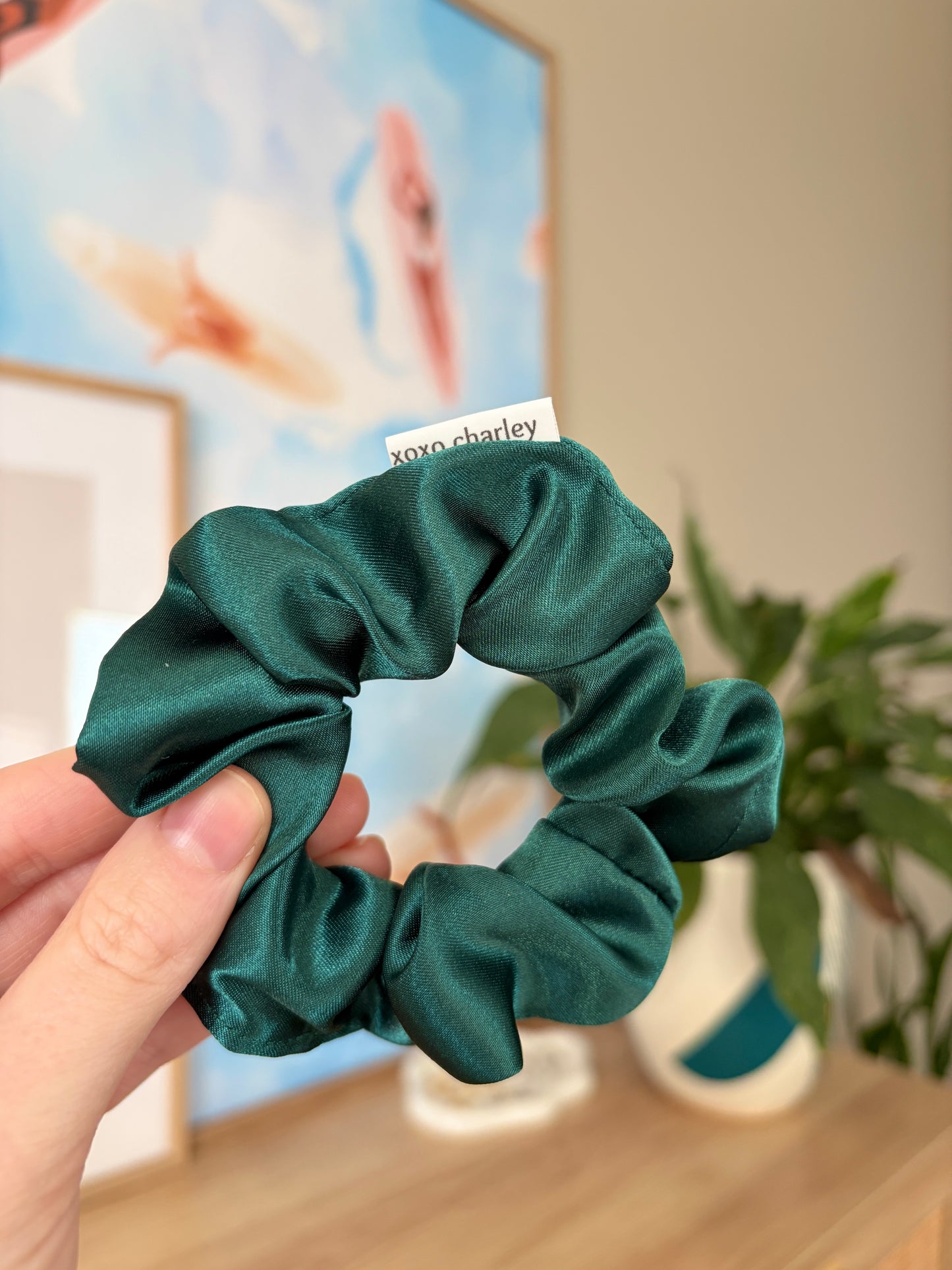 Forest Green Satin Scrunchie