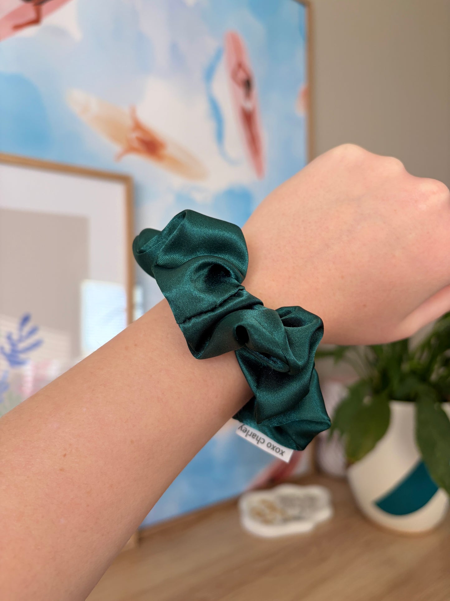 Forest Green Satin Scrunchie