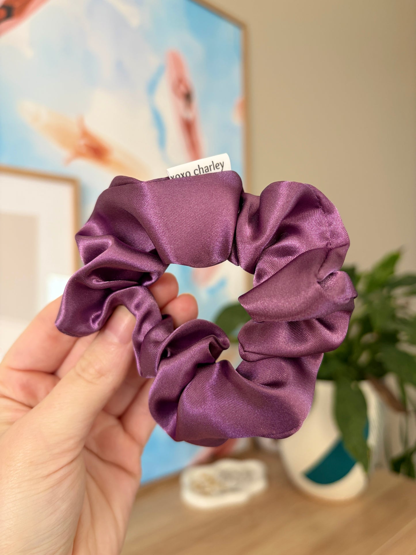 Purple Satin Scrunchie