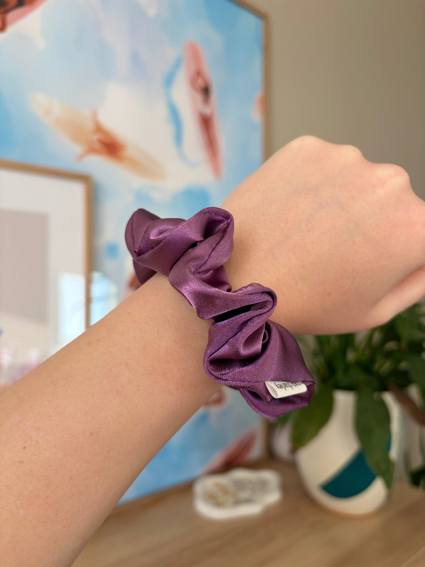 Purple Satin Scrunchie