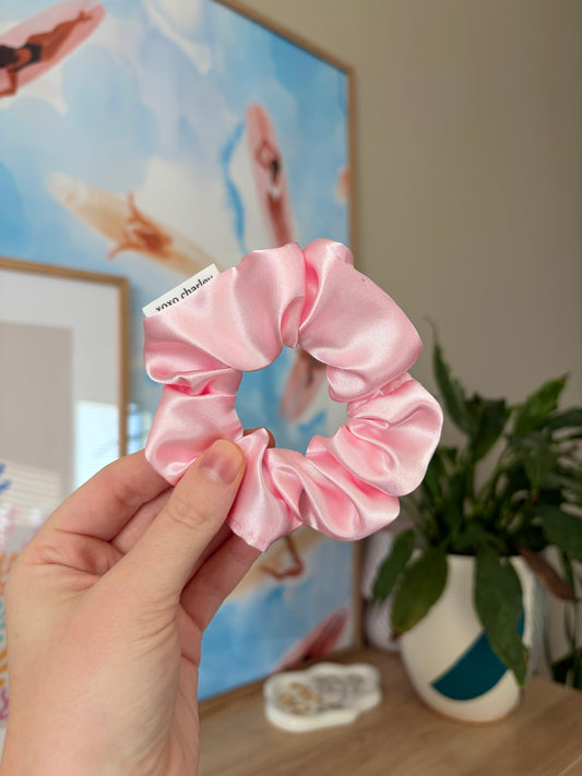 Pink Satin Scrunchie