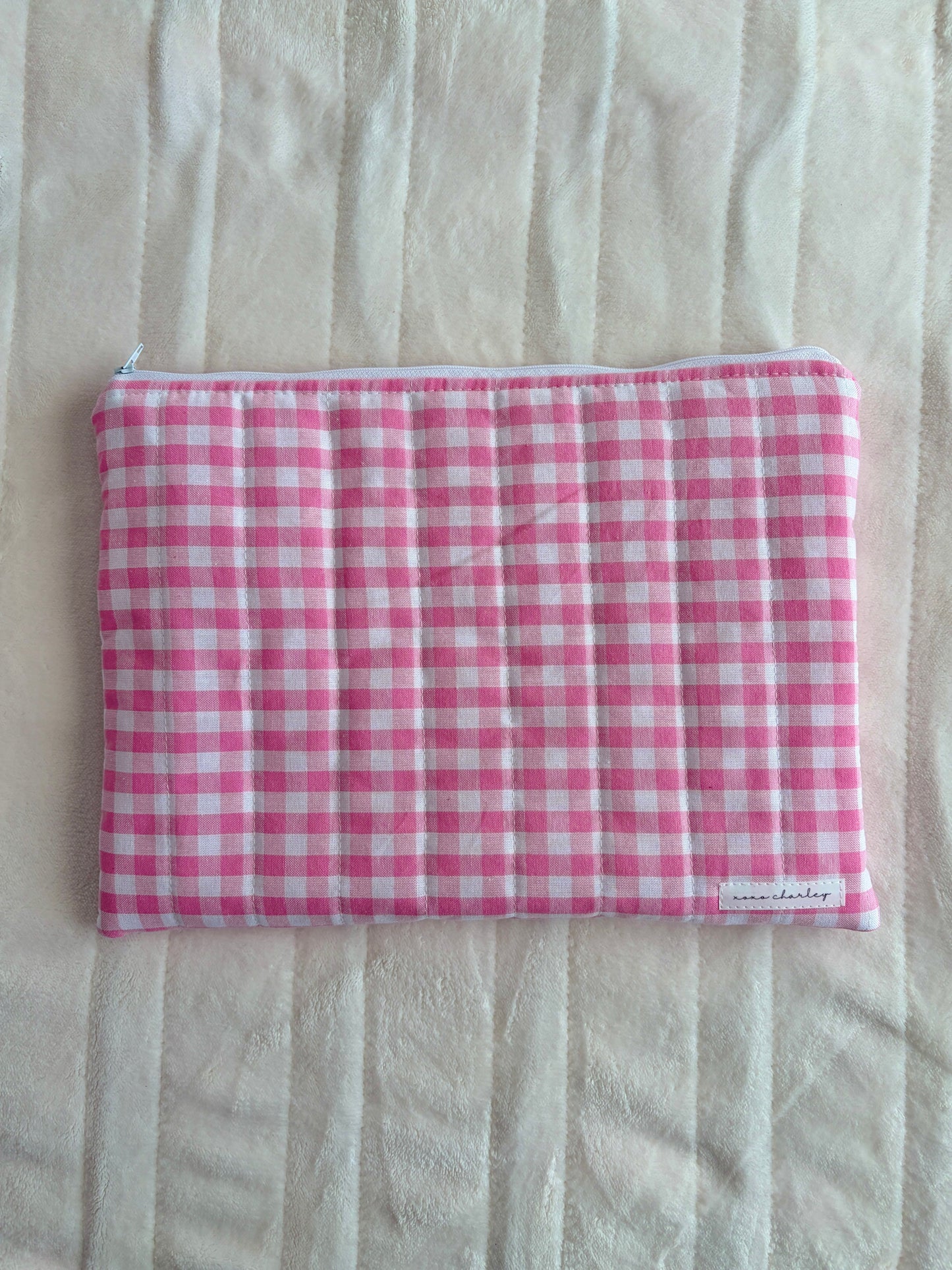 Pink Gingham Laptop & Tablet Sleeve