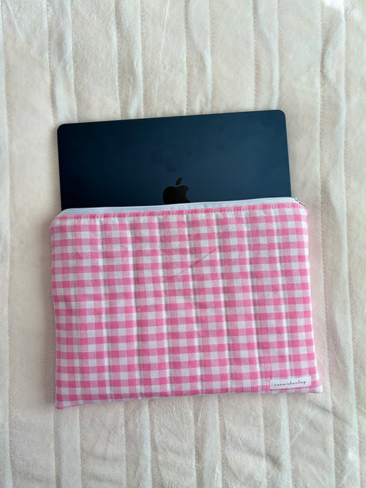 Pink Gingham Laptop & Tablet Sleeve