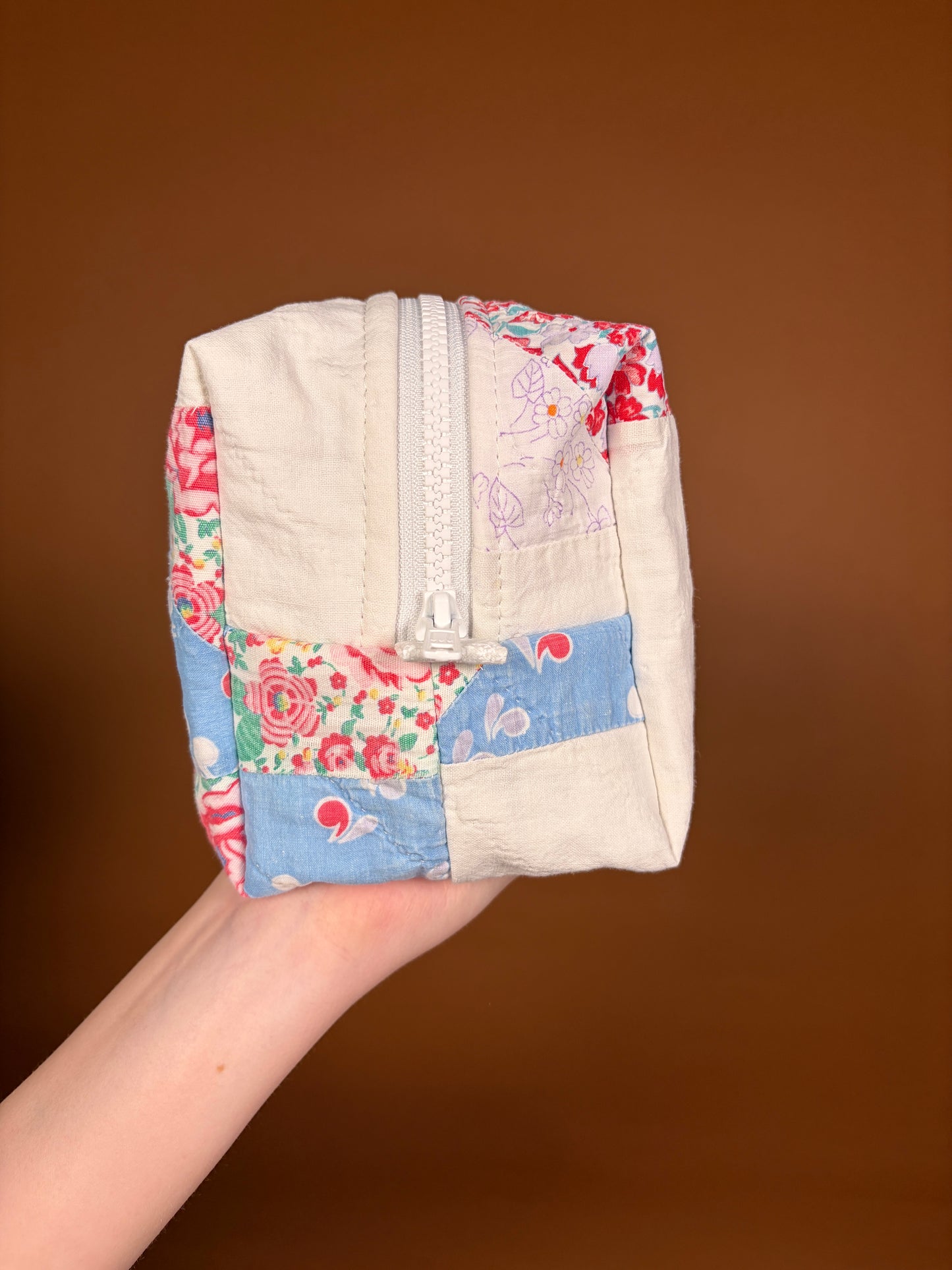 Upcycled Purple Gingham Medium Makeup Bag #1 *limited-edition*