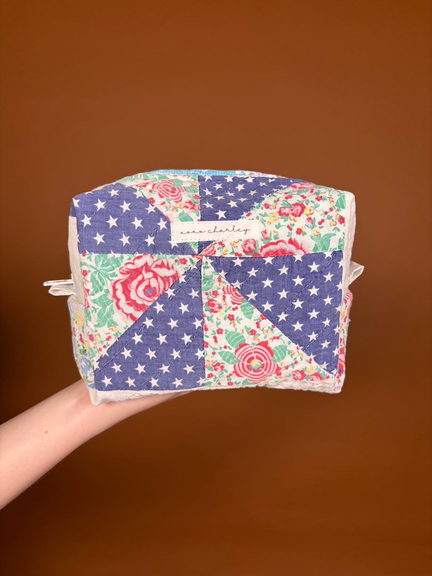 Upcycled Navy Blue Medium Makeup Bag #1 *limited-edition*