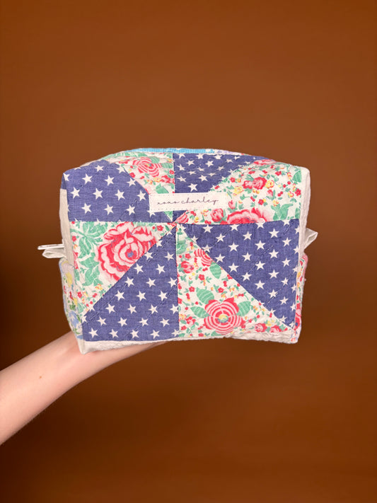 Upcycled Navy Blue Medium Makeup Bag #1 *limited-edition*