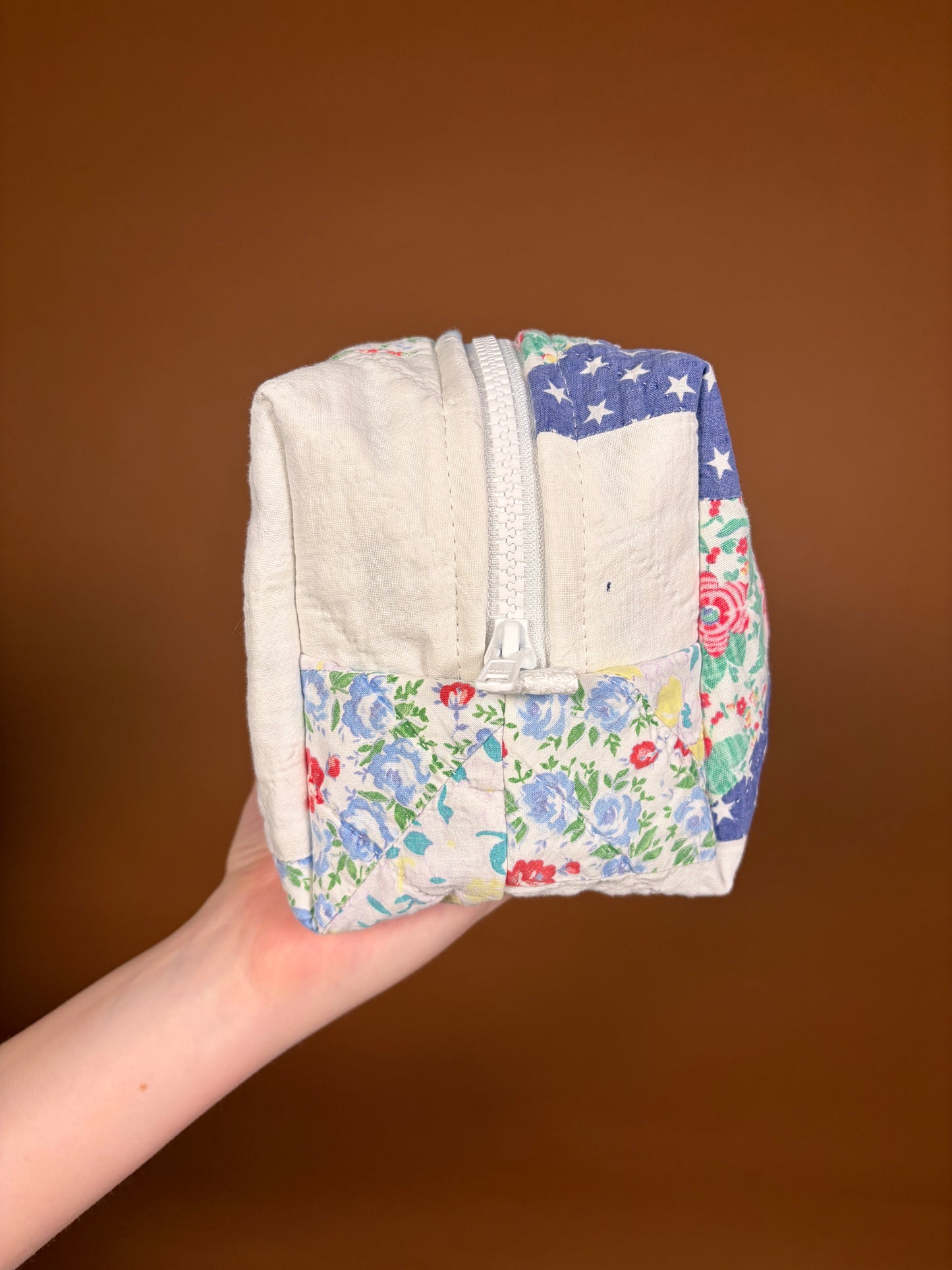 Upcycled Navy Blue Medium Makeup Bag #1 *limited-edition*