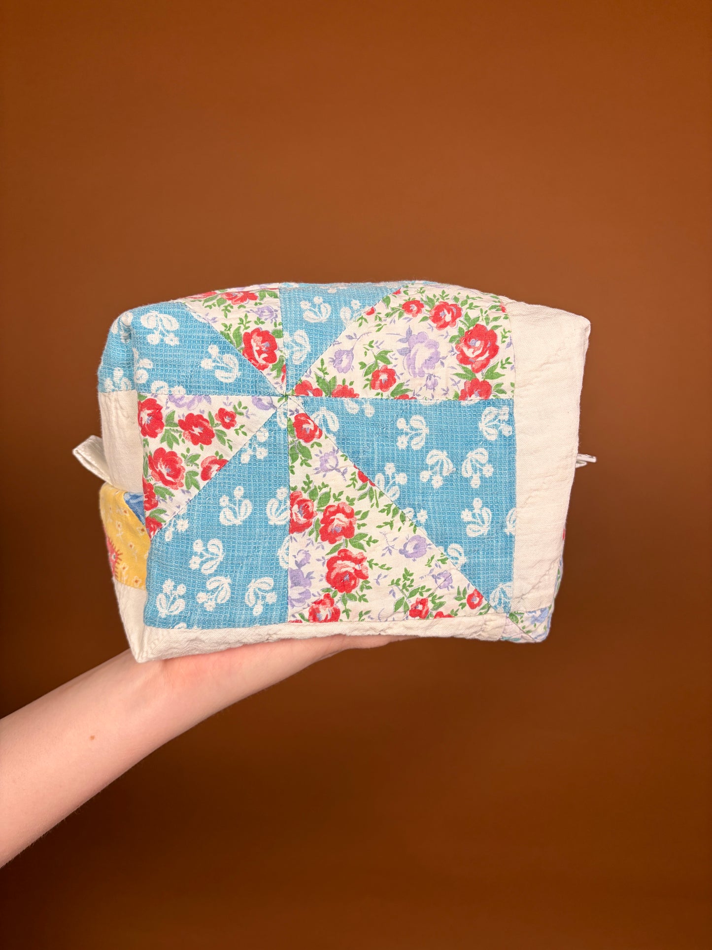 Upcycled Navy Blue Medium Makeup Bag #1 *limited-edition*