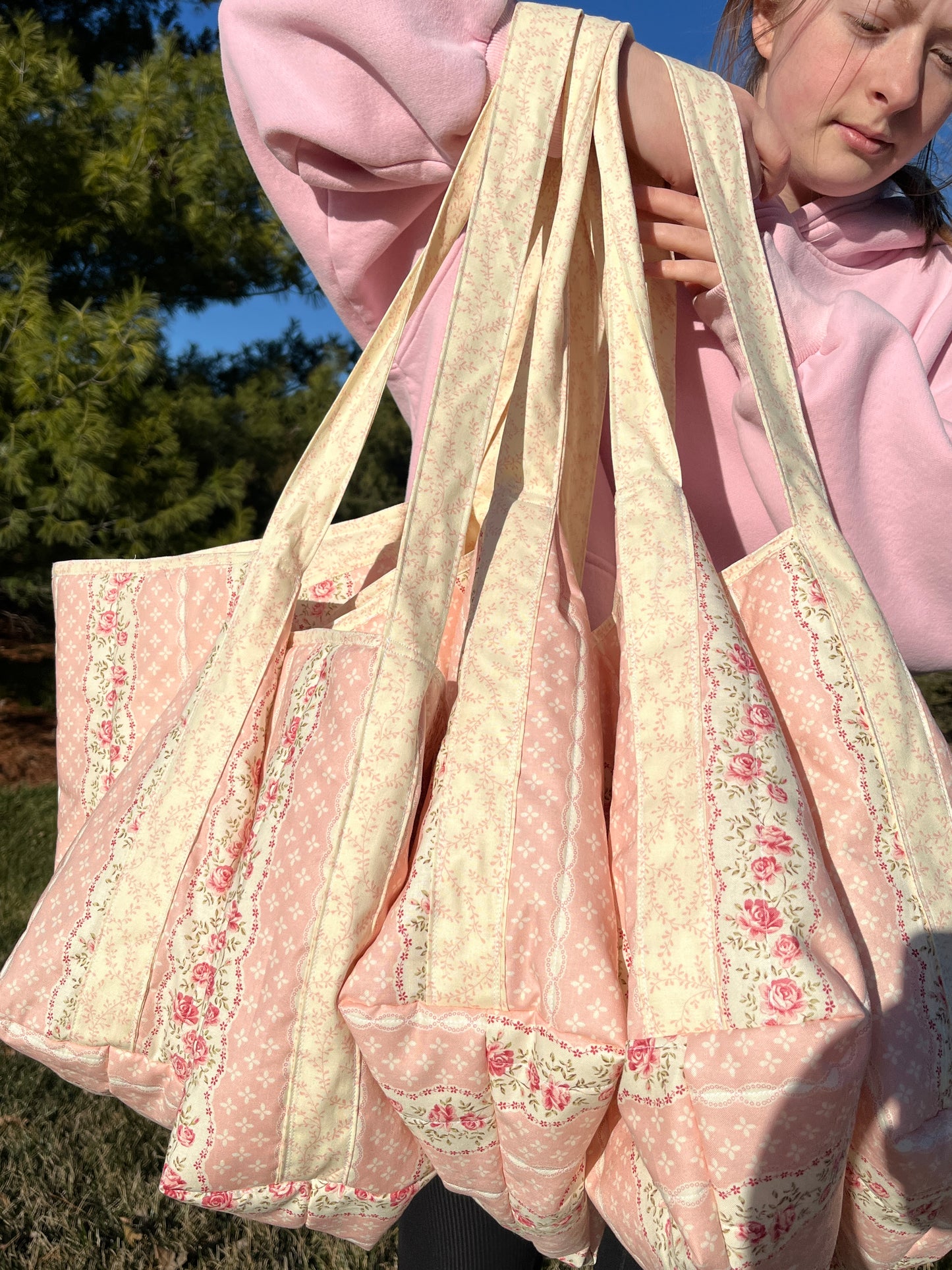 The Pink & Yellow Floral Tote Bag