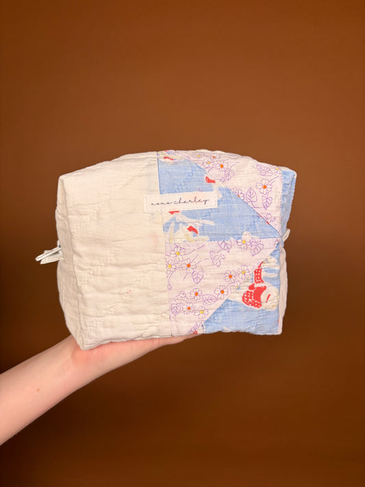 Upcycled Pink Gingham Medium Makeup Bag #1 *limited-edition*