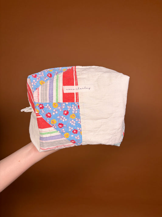 Upcycled Purple Gingham Medium Makeup Bag #2 *limited-edition*