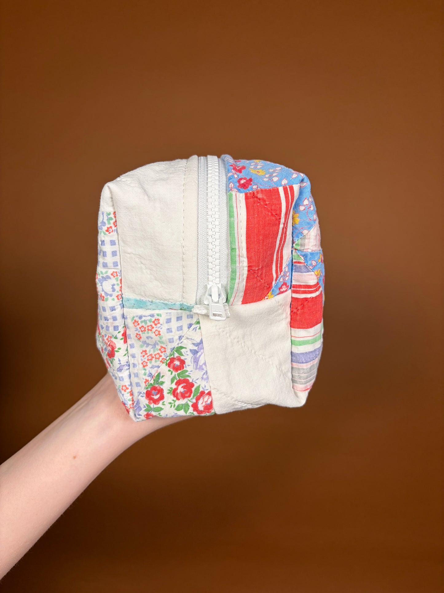 Upcycled Purple Gingham Medium Makeup Bag #2 *limited-edition*