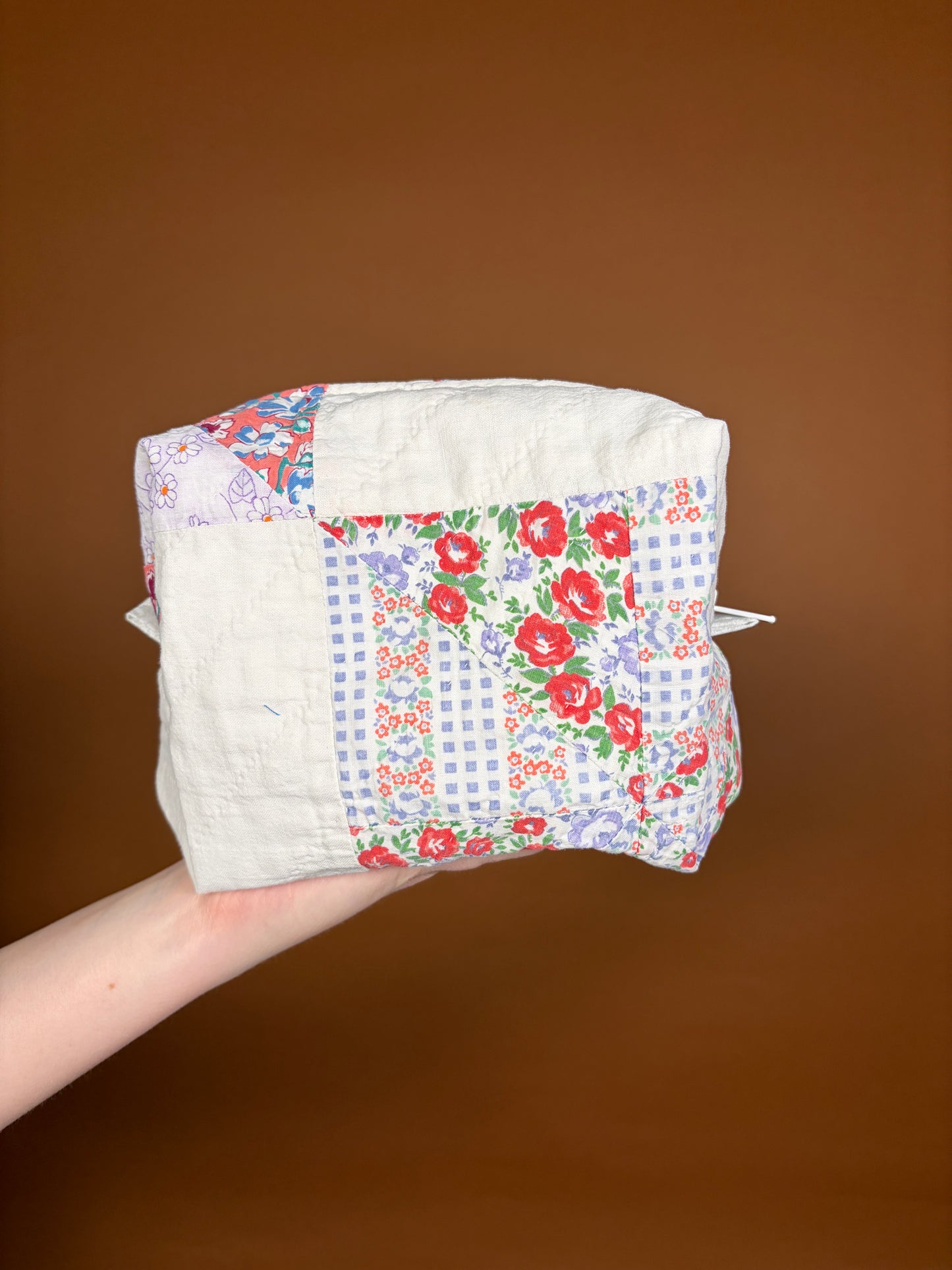 Upcycled Purple Gingham Medium Makeup Bag #2 *limited-edition*