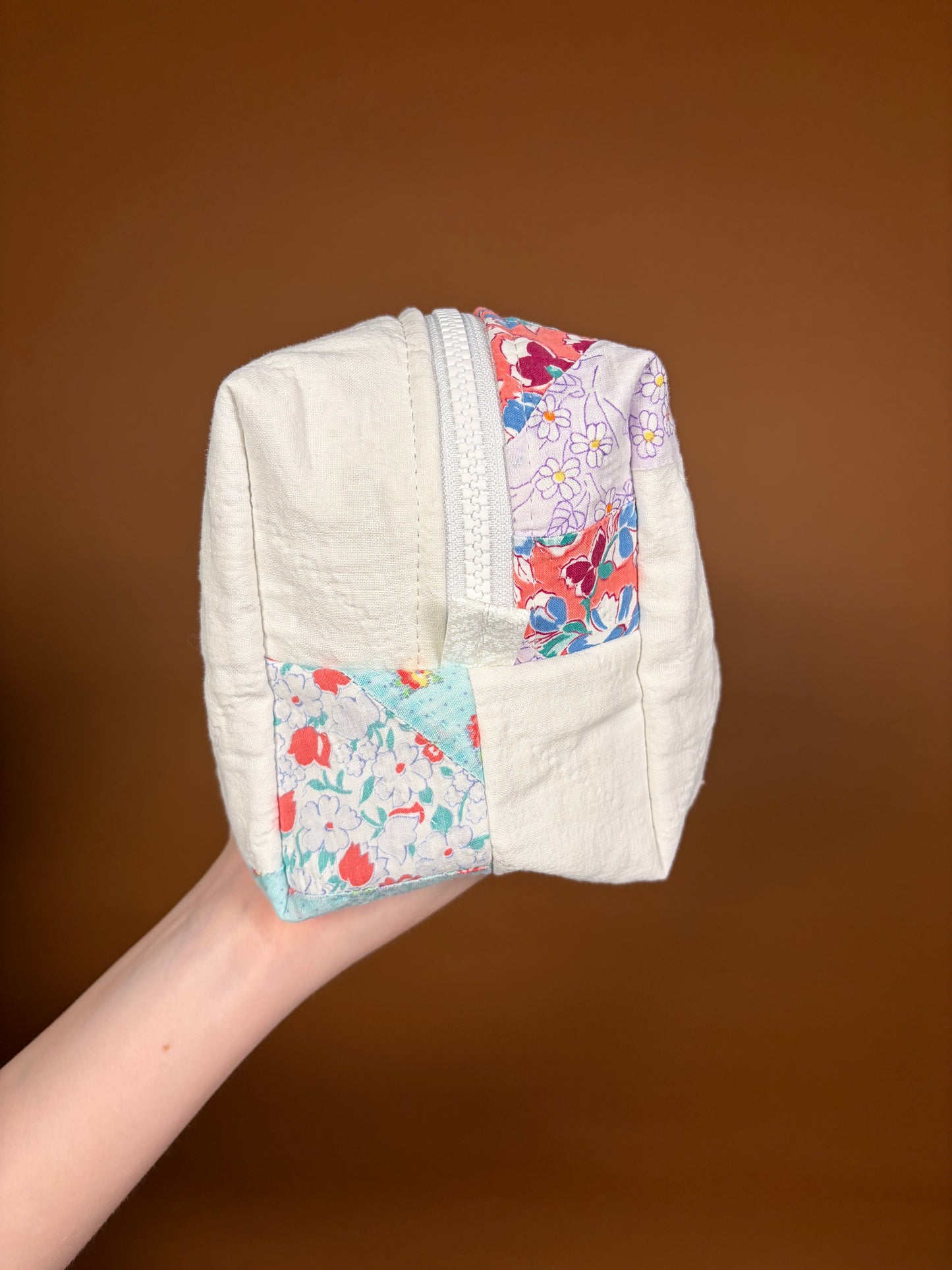 Upcycled Purple Gingham Medium Makeup Bag #2 *limited-edition*