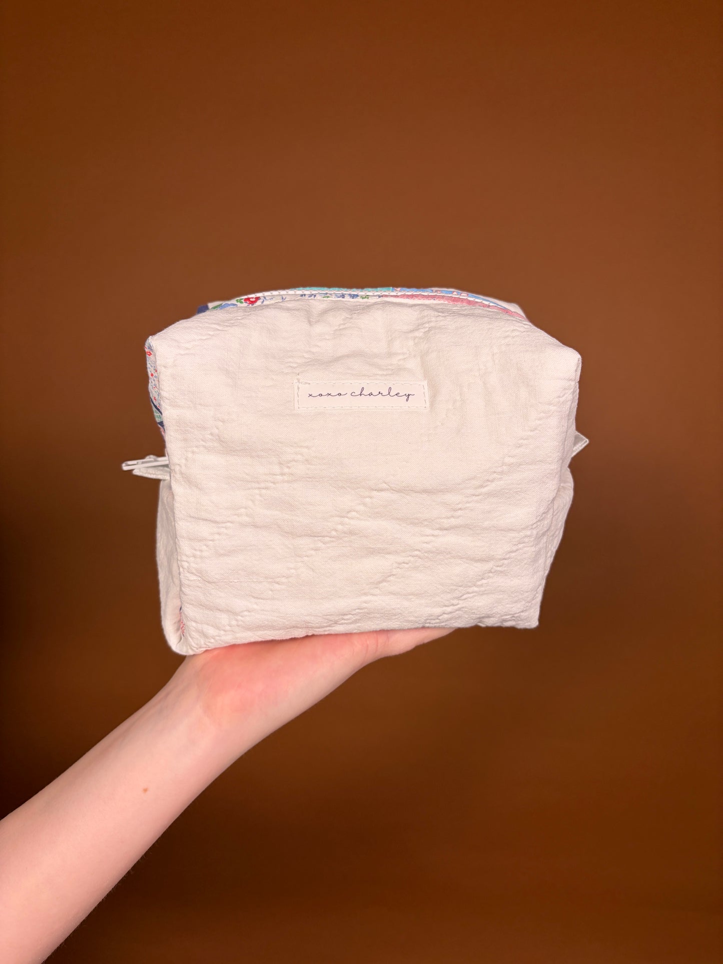 Upcycled Pink Gingham Medium Makeup Bag #2 *limited-edition*