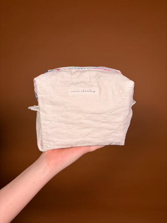 Upcycled Pink Gingham Medium Makeup Bag #2 *limited-edition*