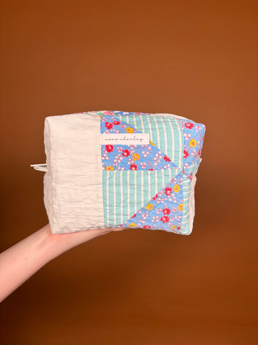 Upcycled Navy Blue Medium Makeup Bag #2 *limited-edition*