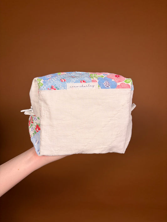 Upcycled Purple Gingham Medium Makeup Bag #3 *limited-edition*