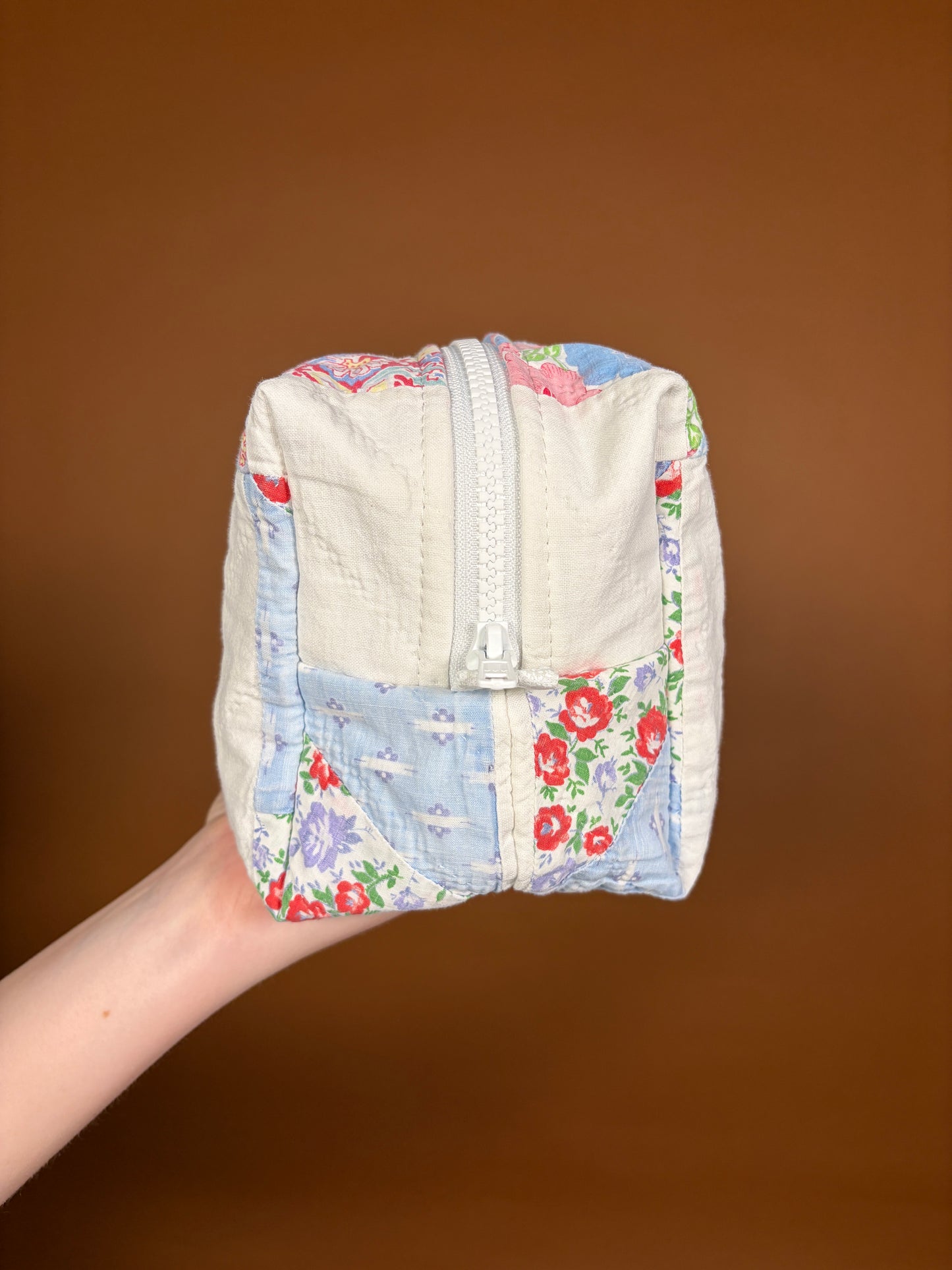 Upcycled Purple Gingham Medium Makeup Bag #3 *limited-edition*