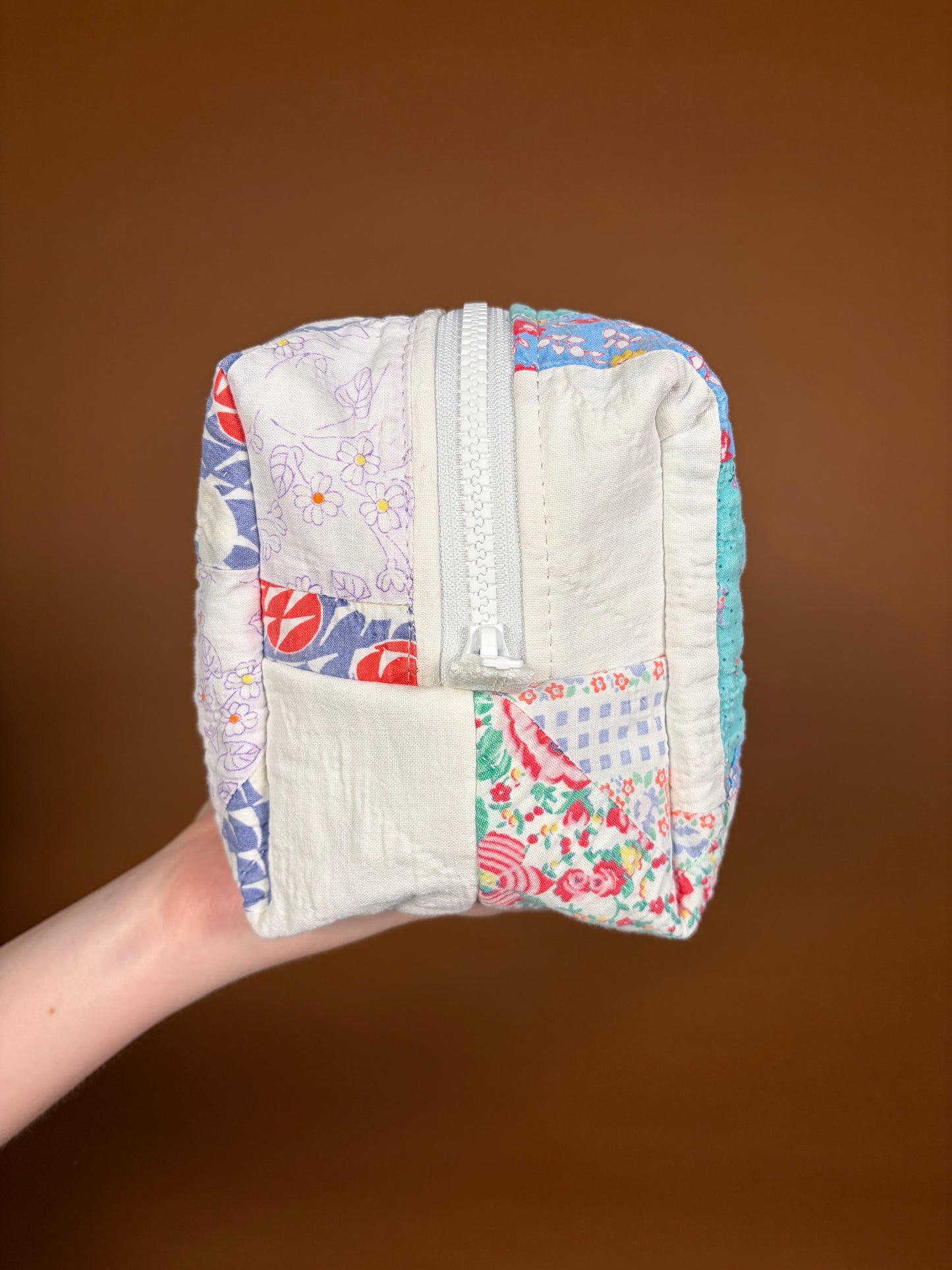 Upcycled Navy Blue Medium Makeup Bag #3 *limited-edition*