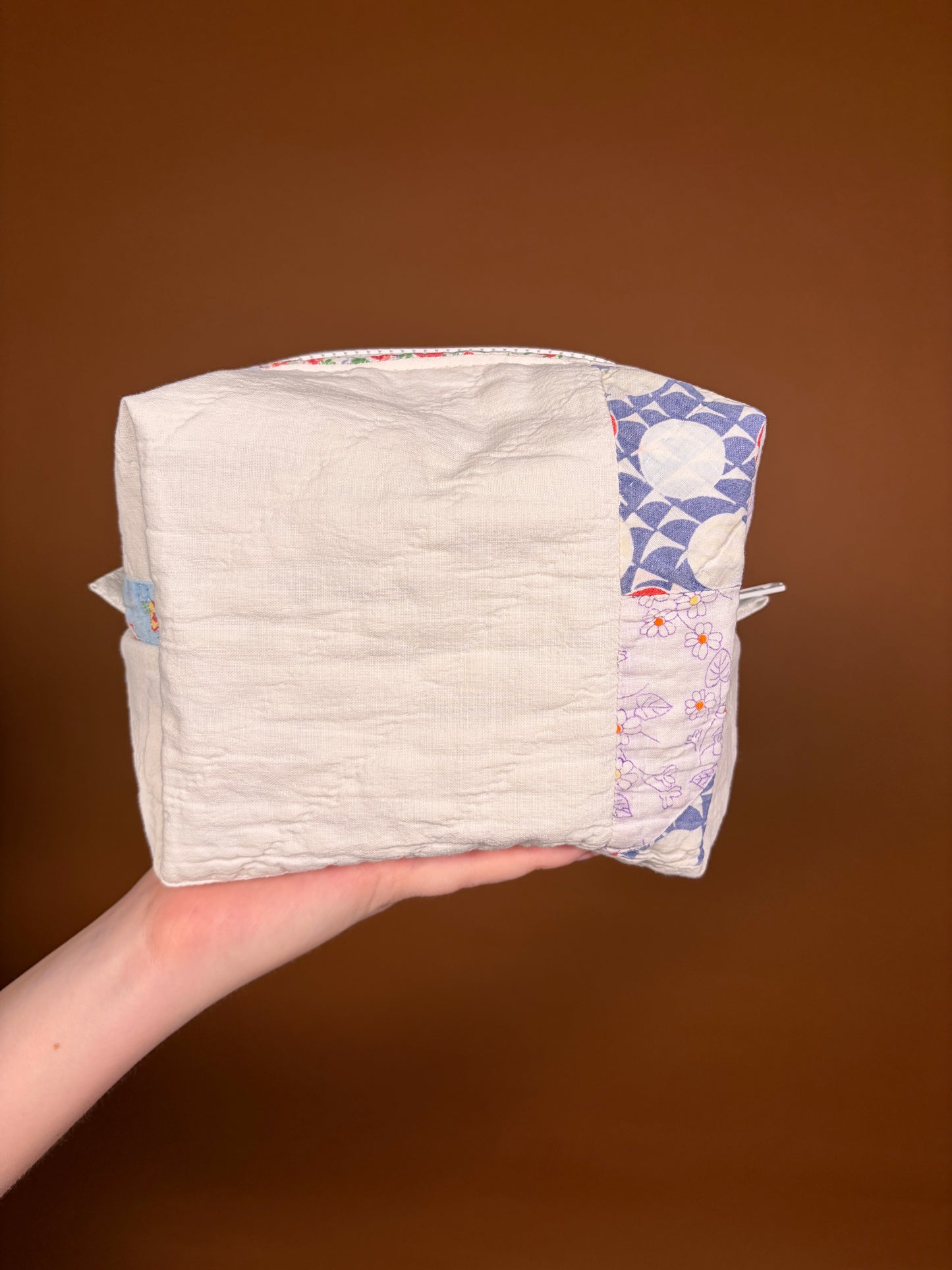 Upcycled Navy Blue Medium Makeup Bag #3 *limited-edition*