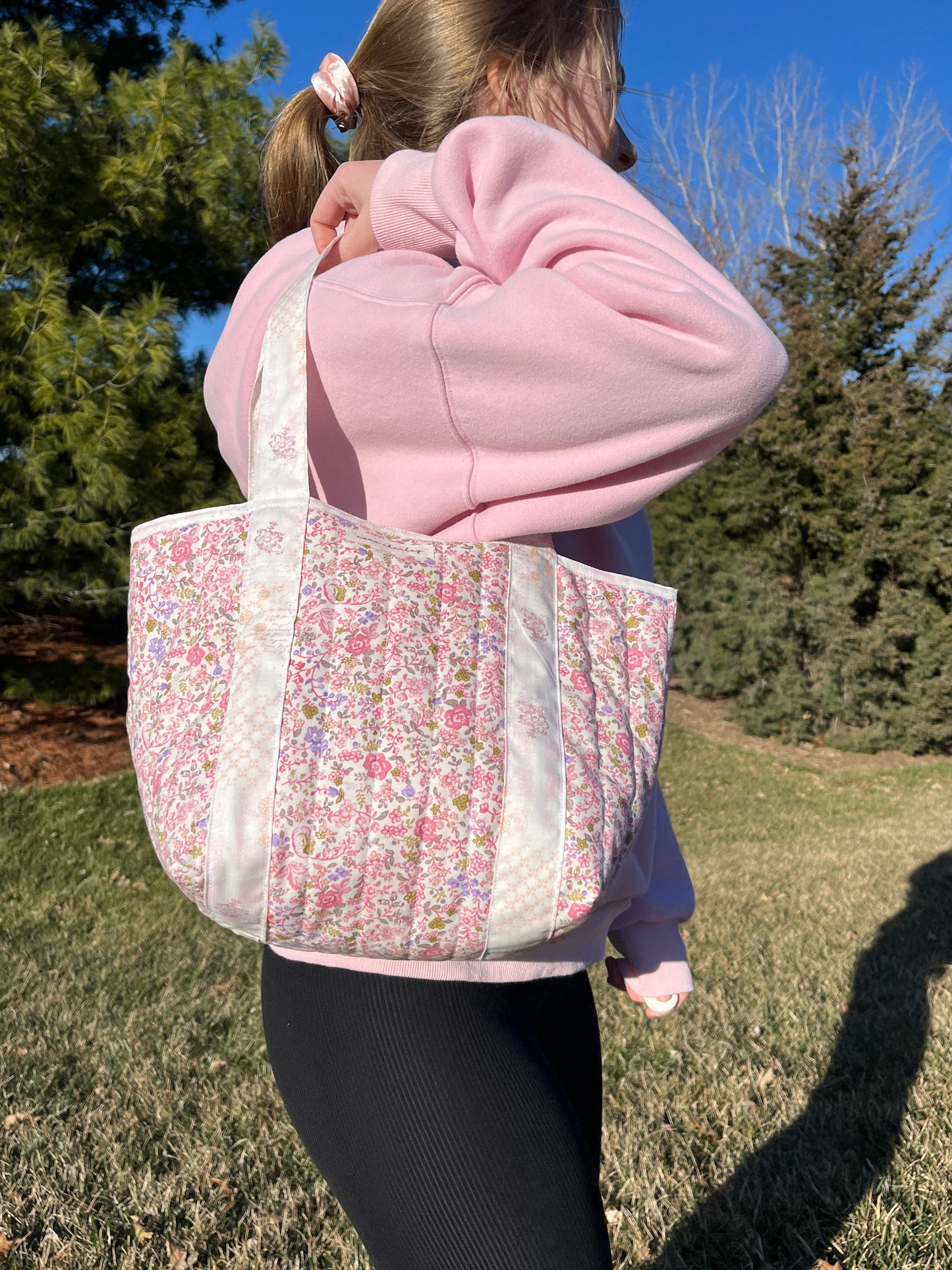 Ditsy Picnic Pink Mini Tote Bag