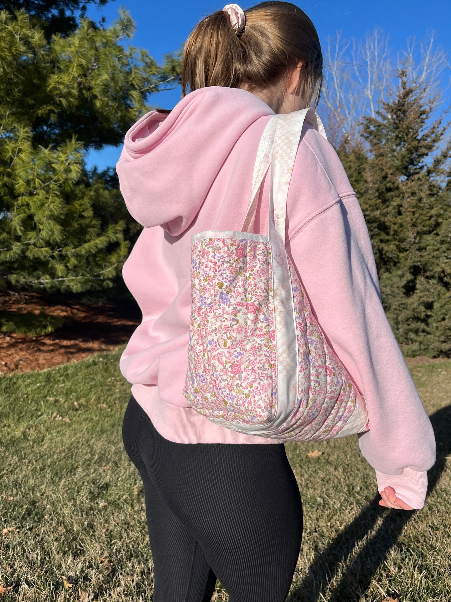 Ditsy Picnic Pink Mini Tote Bag