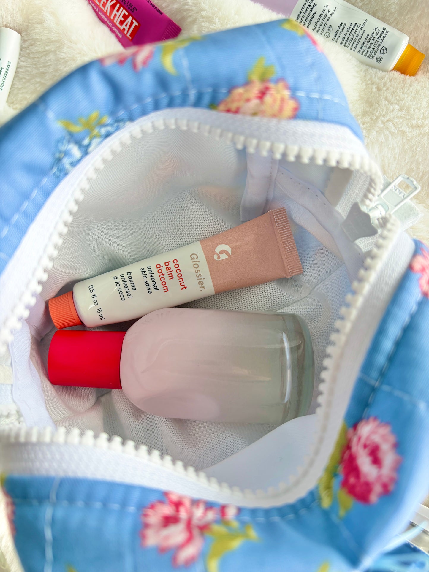 Magnolia Mini Makeup Bag with Blue Bow *limited-edition*