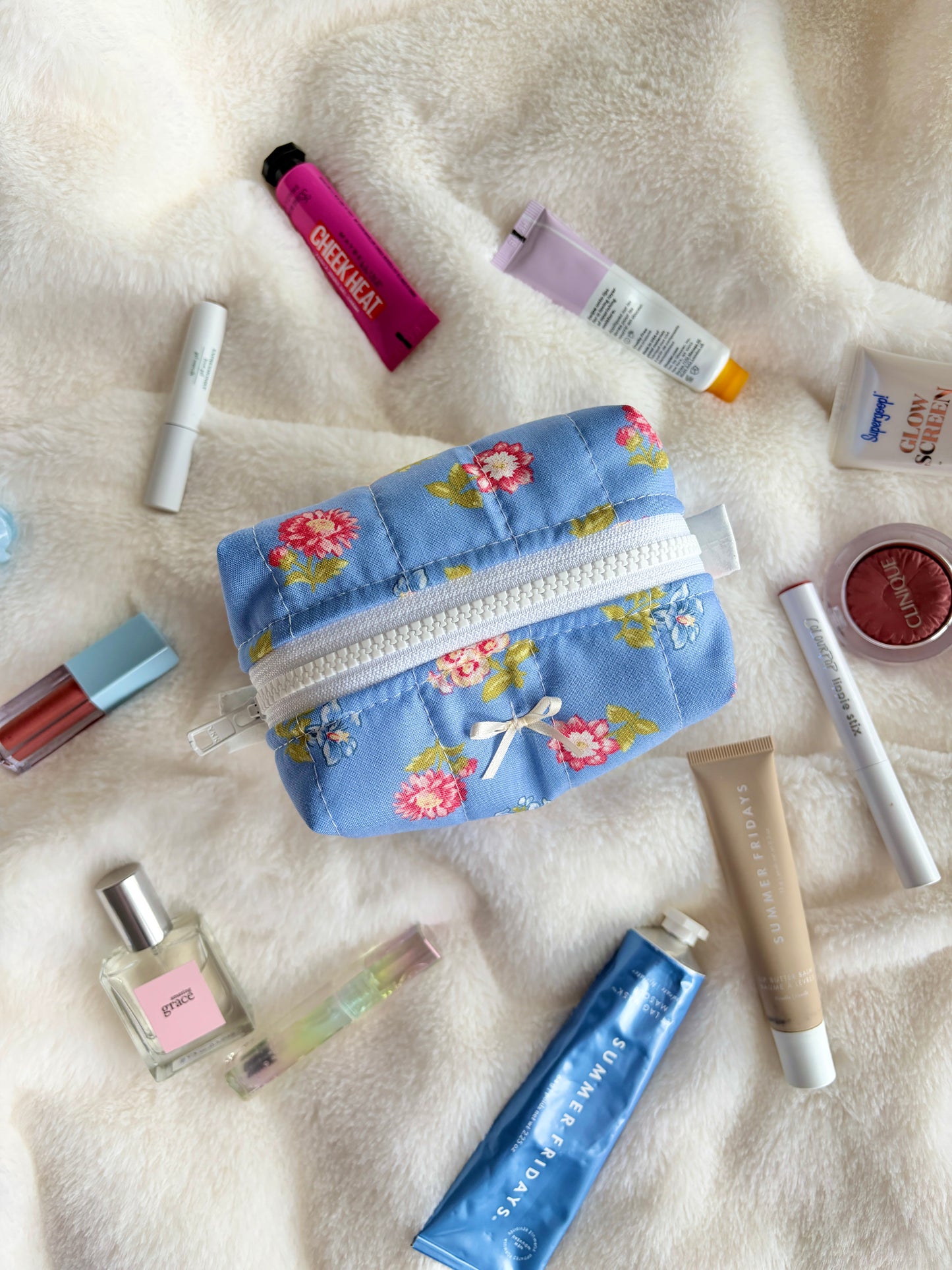 Magnolia Mini Makeup Bag with Ivory Bow *limited-edition*