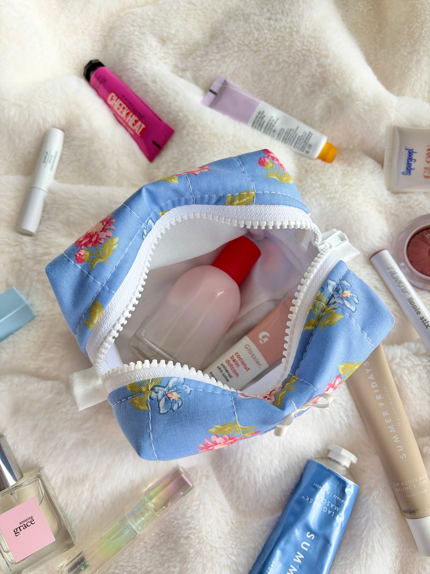 Magnolia Mini Makeup Bag with Ivory Bow *limited-edition*