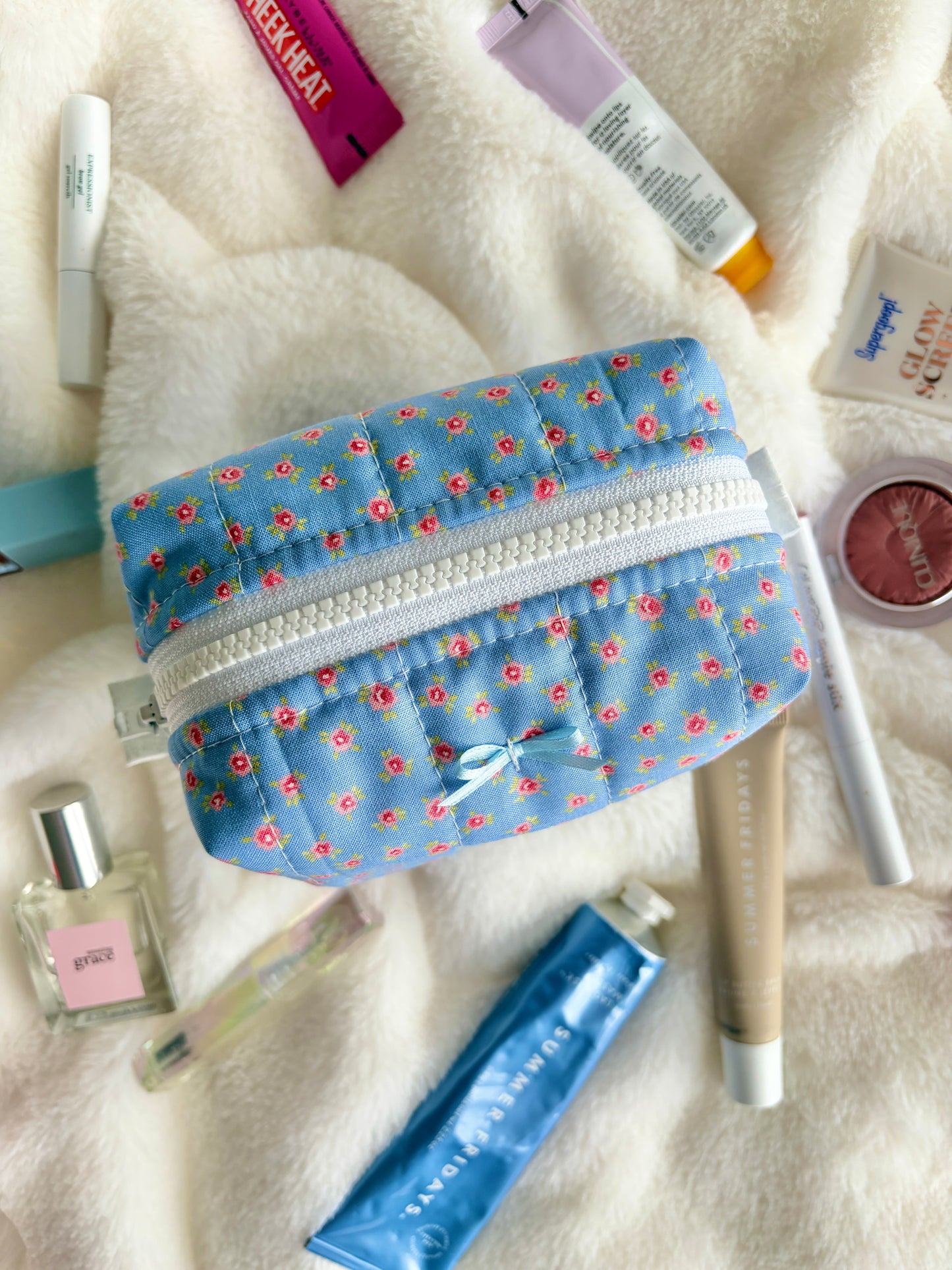 Merritt Mini Makeup Bag with Blue Bow *limited-edition*