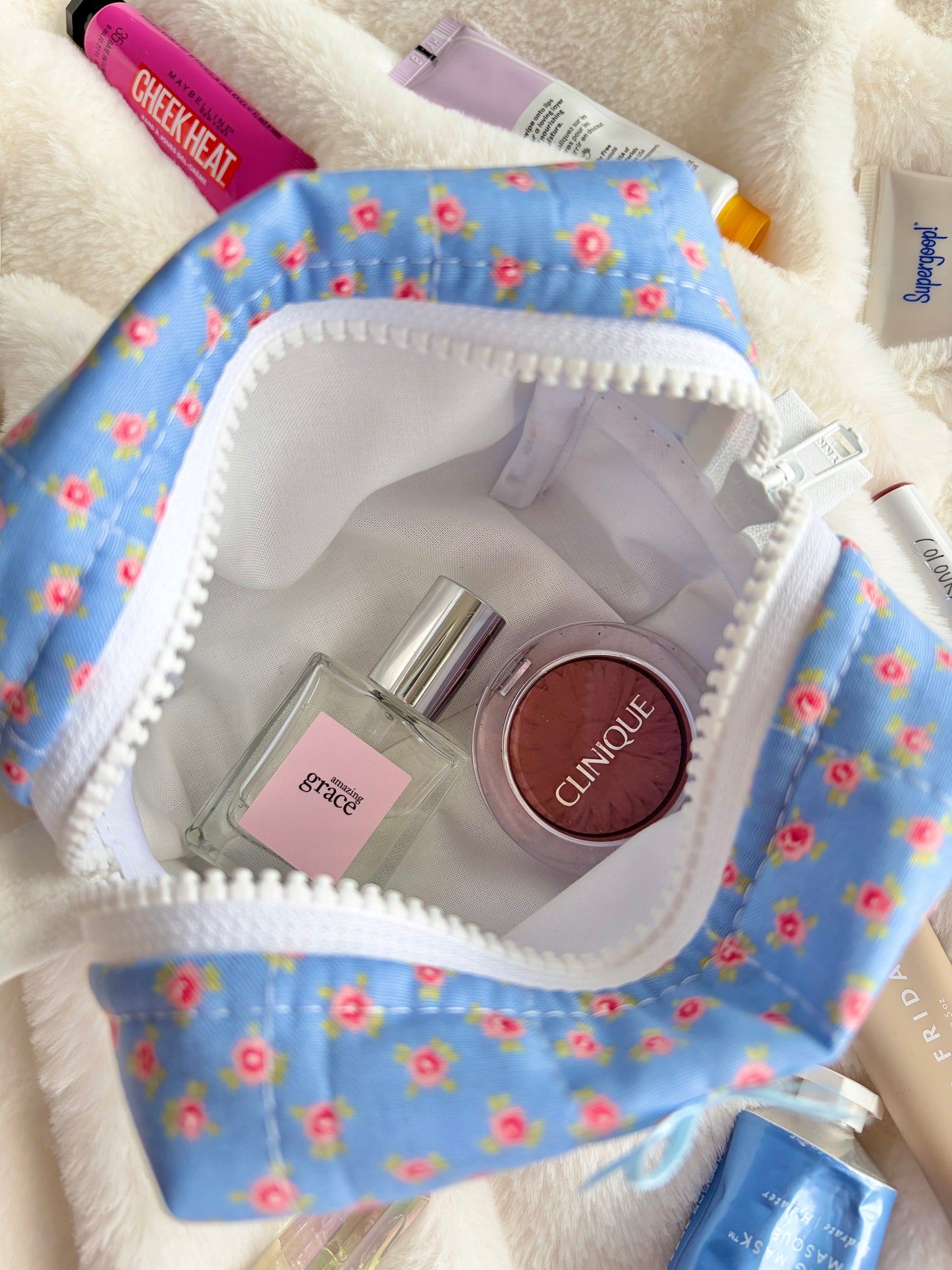 Merritt Mini Makeup Bag with Blue Bow *limited-edition*