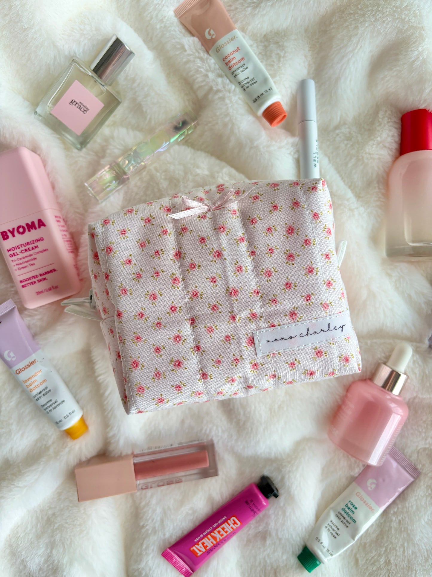 Mia Pink Gingham Mini Makeup Bag with Pink Bow *limited-edition*