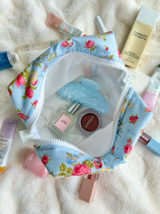 Matilda Medium Makeup Bag with Blue Bow *limited-edition*