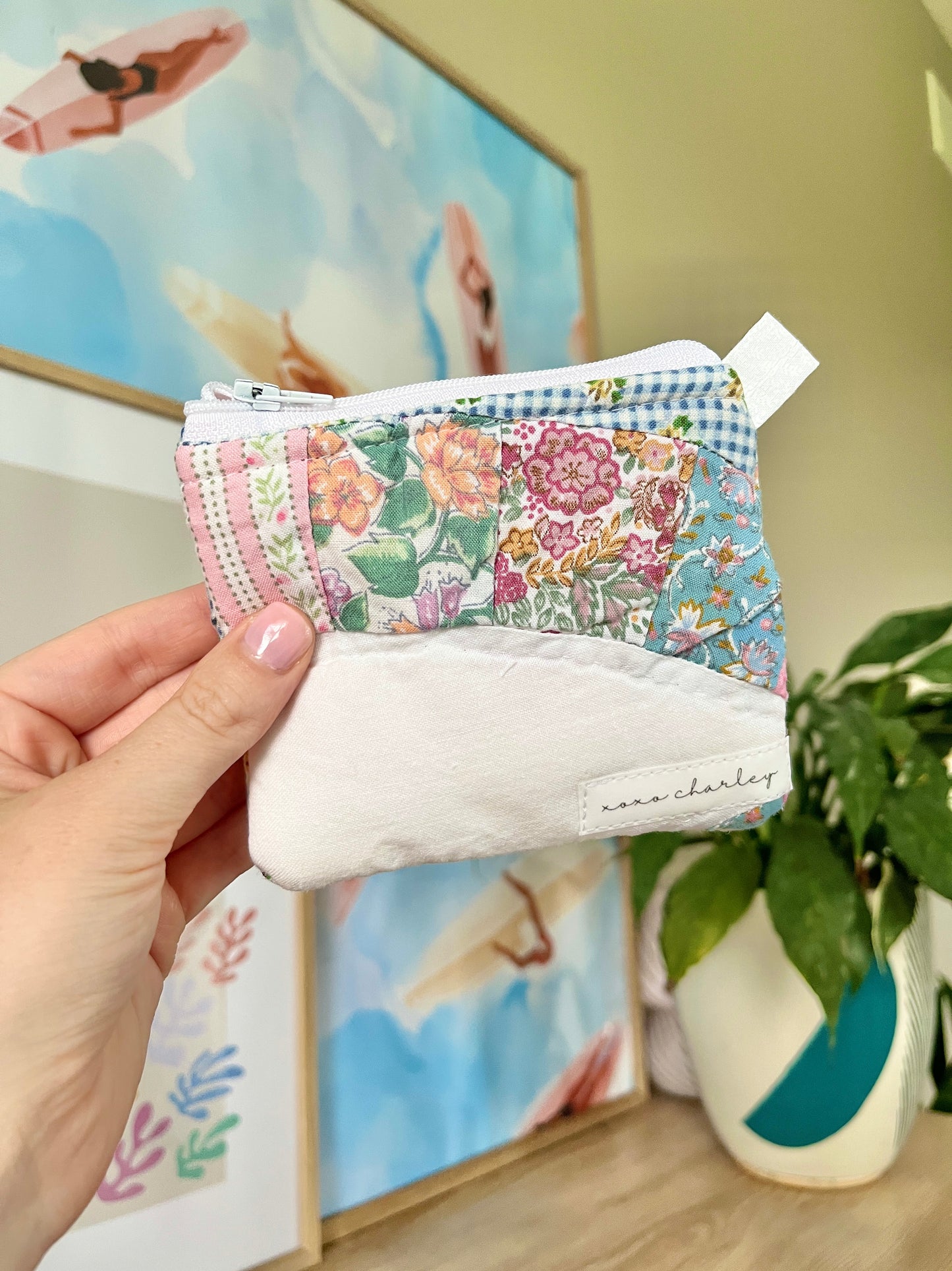 The Light Pink Quilted Keychain Wallet #1