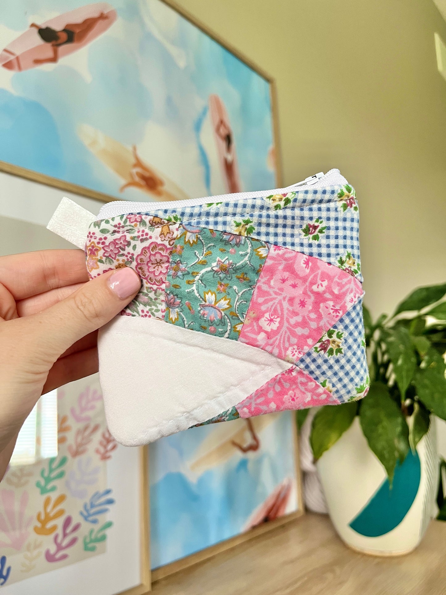 The Light Pink Quilted Keychain Wallet #1