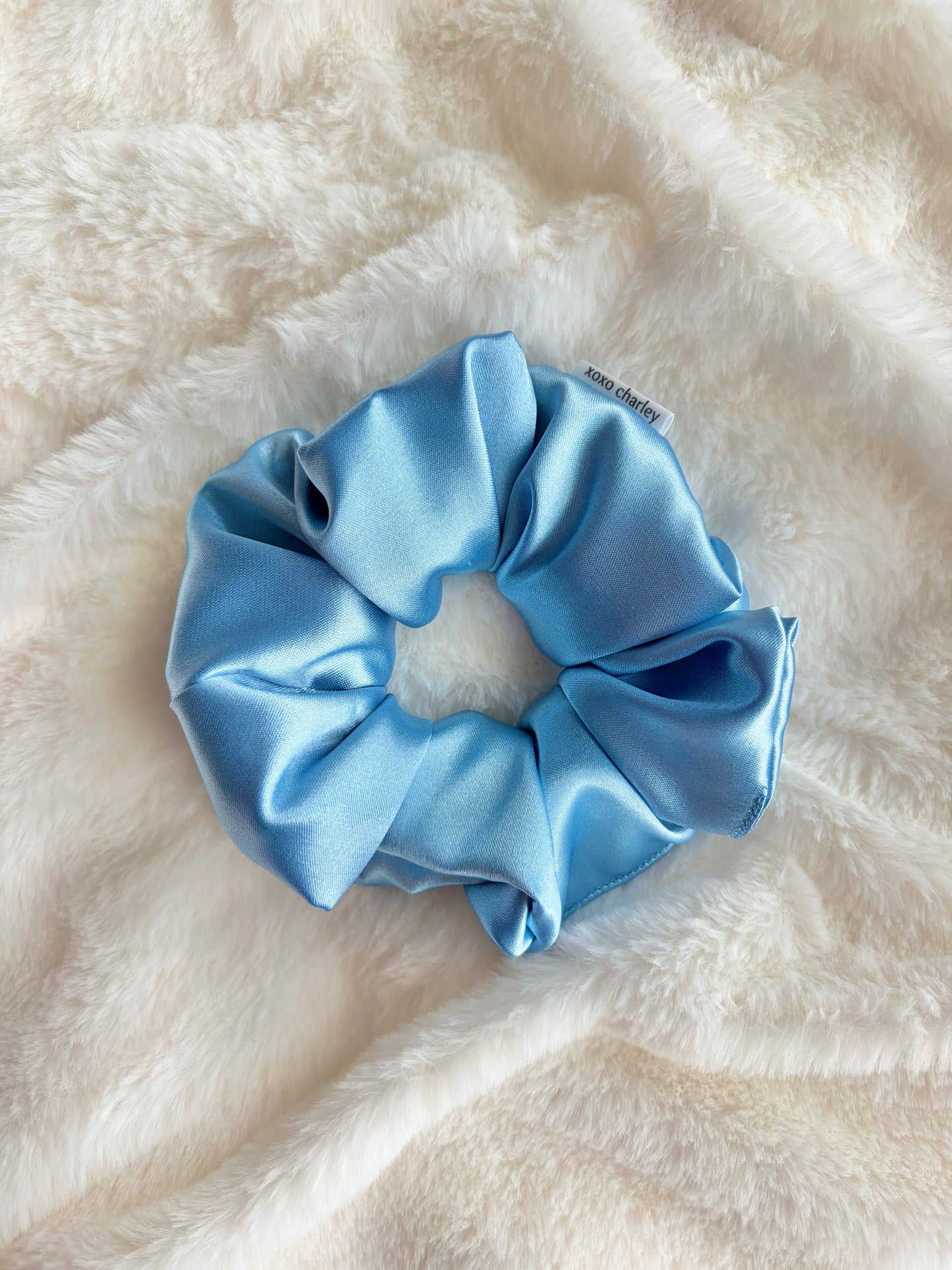 Light Blue Large Satin Scrunchie