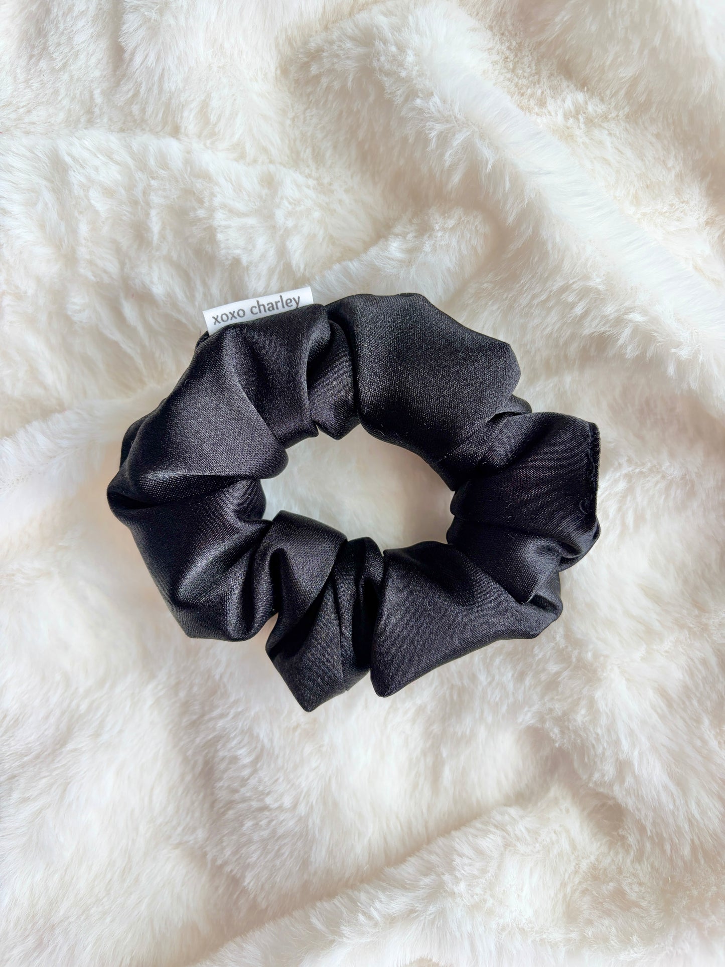 Black Regular Satin Scrunchie