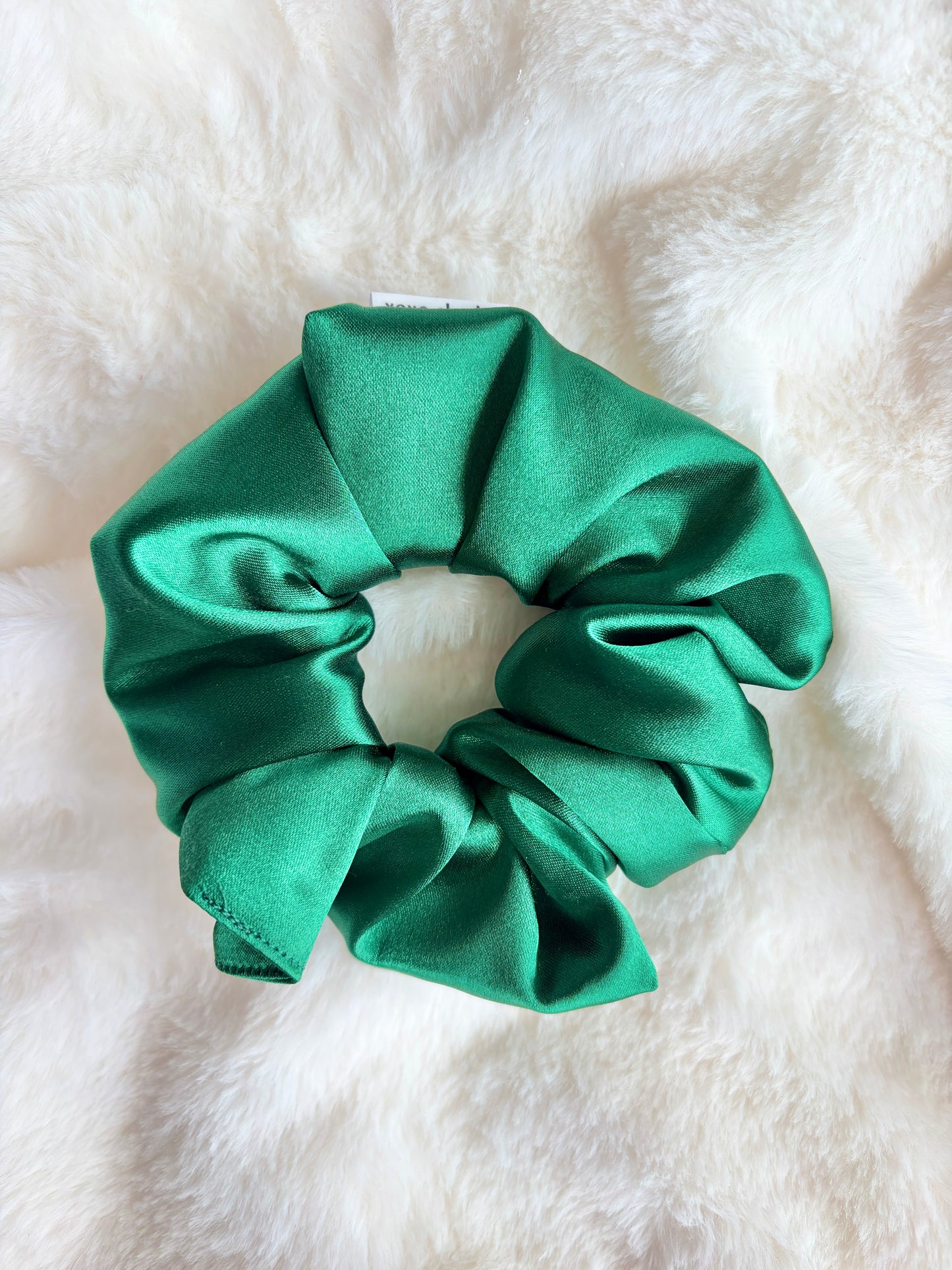 Green Large Satin Scrunchie